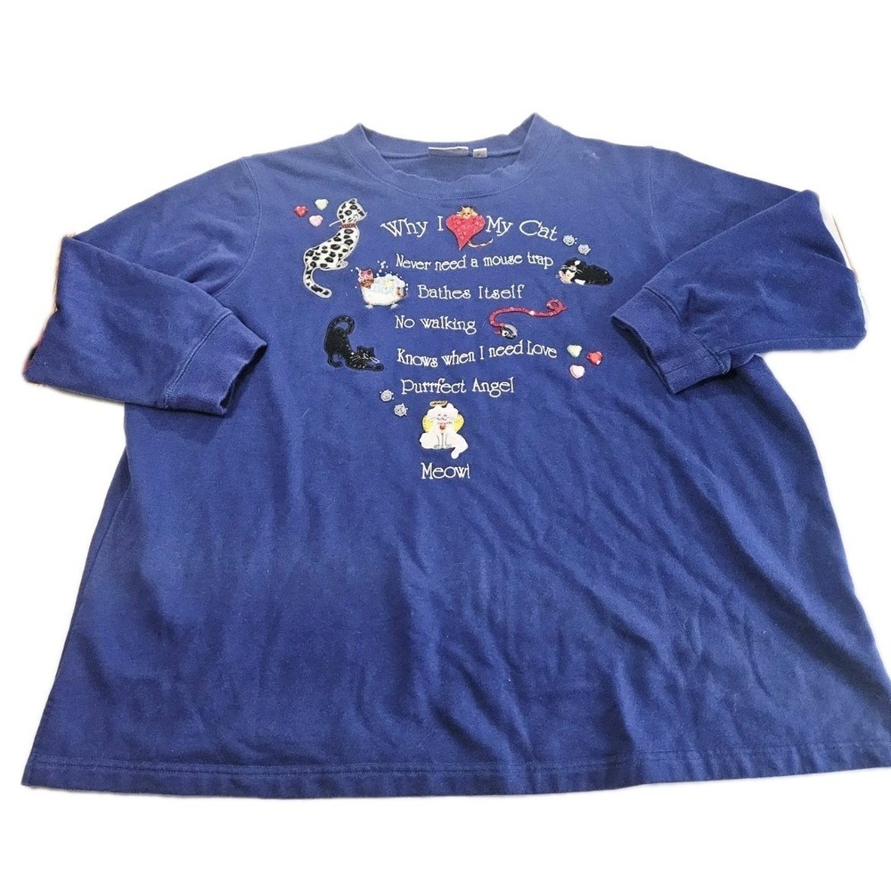 Love My Cat Quacker‎ Factory Sweater Women's Size 3XL Pullover Cat Lovers Shirt